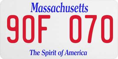 MA license plate 9OF070