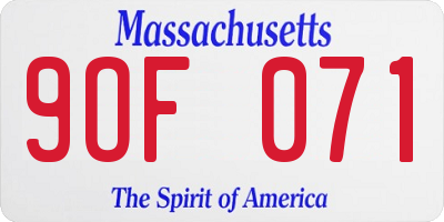 MA license plate 9OF071