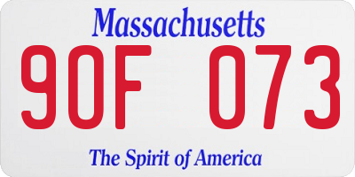 MA license plate 9OF073
