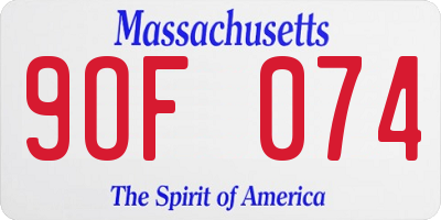 MA license plate 9OF074