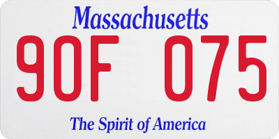 MA license plate 9OF075