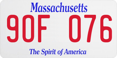 MA license plate 9OF076