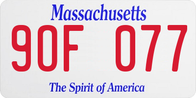 MA license plate 9OF077