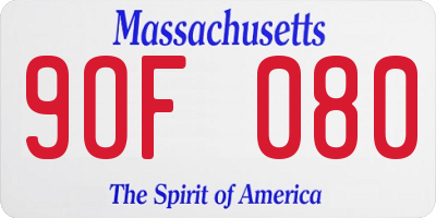 MA license plate 9OF080