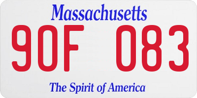 MA license plate 9OF083
