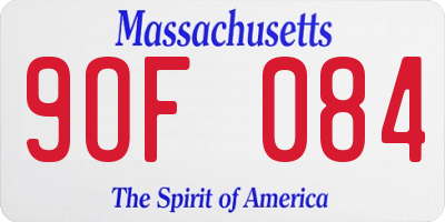 MA license plate 9OF084