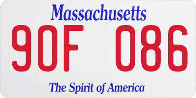 MA license plate 9OF086