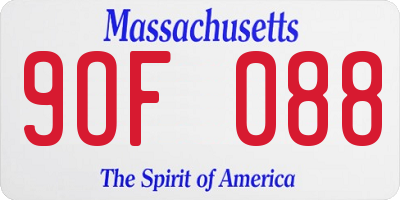 MA license plate 9OF088