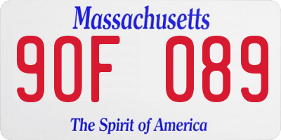 MA license plate 9OF089