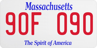 MA license plate 9OF090