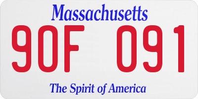 MA license plate 9OF091