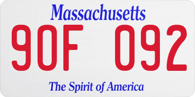 MA license plate 9OF092