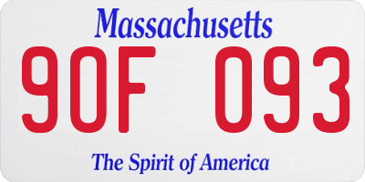 MA license plate 9OF093