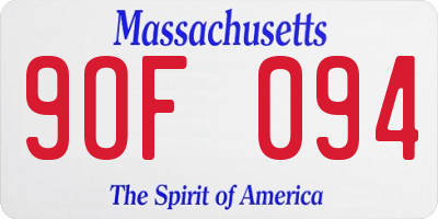 MA license plate 9OF094