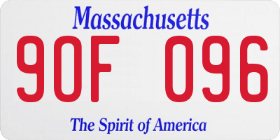 MA license plate 9OF096