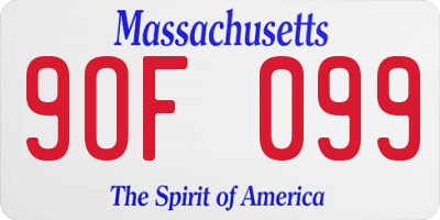 MA license plate 9OF099