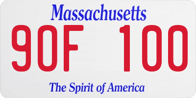 MA license plate 9OF100