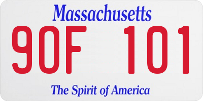 MA license plate 9OF101
