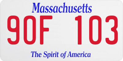 MA license plate 9OF103