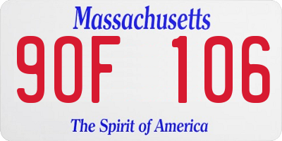 MA license plate 9OF106