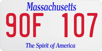 MA license plate 9OF107