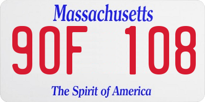 MA license plate 9OF108