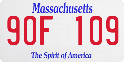 MA license plate 9OF109
