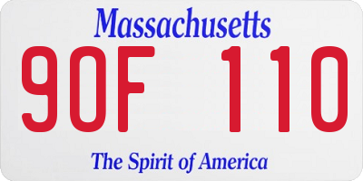 MA license plate 9OF110