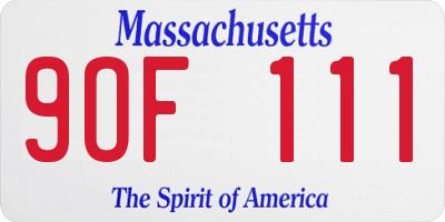 MA license plate 9OF111