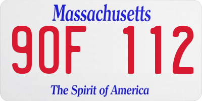 MA license plate 9OF112