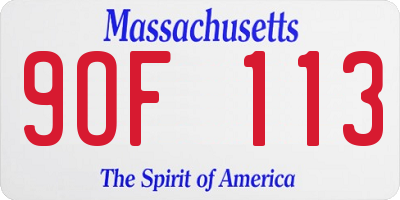 MA license plate 9OF113
