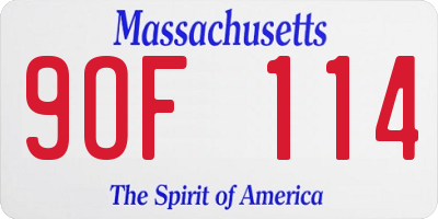 MA license plate 9OF114
