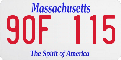 MA license plate 9OF115