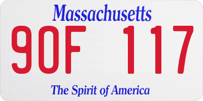 MA license plate 9OF117