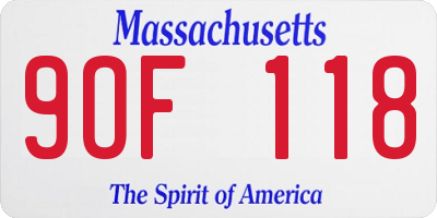 MA license plate 9OF118