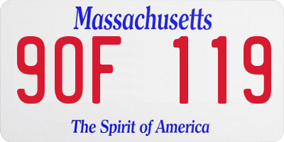 MA license plate 9OF119
