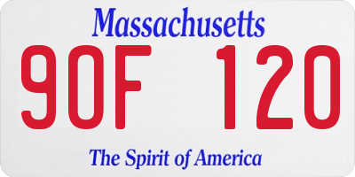 MA license plate 9OF120