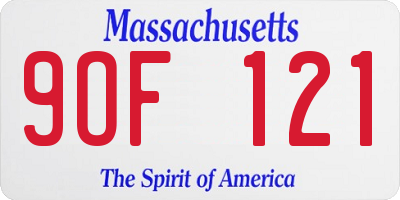 MA license plate 9OF121