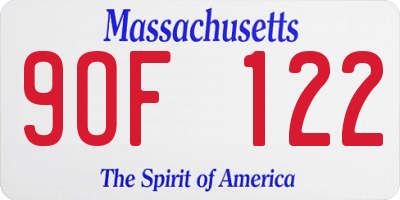 MA license plate 9OF122