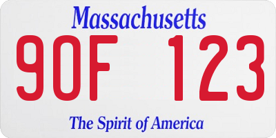 MA license plate 9OF123