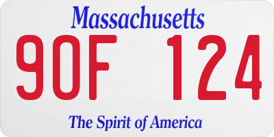 MA license plate 9OF124