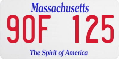 MA license plate 9OF125
