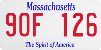 MA license plate 9OF126