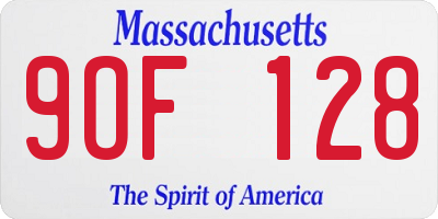 MA license plate 9OF128