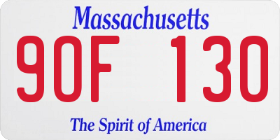 MA license plate 9OF130