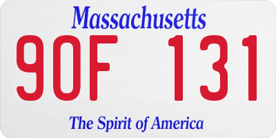 MA license plate 9OF131