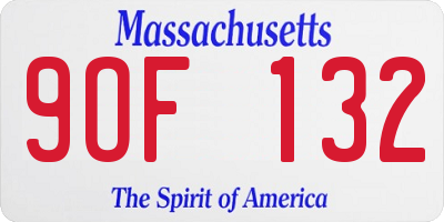 MA license plate 9OF132