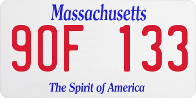 MA license plate 9OF133