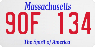 MA license plate 9OF134