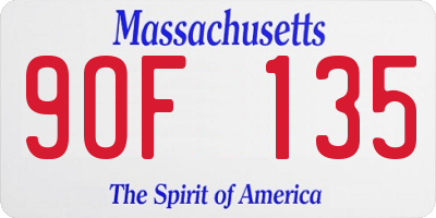 MA license plate 9OF135